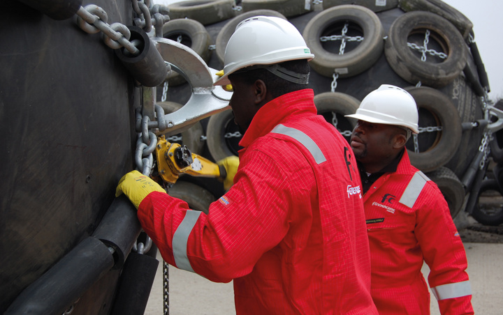 Fendercare Marine crew working on marine fenders